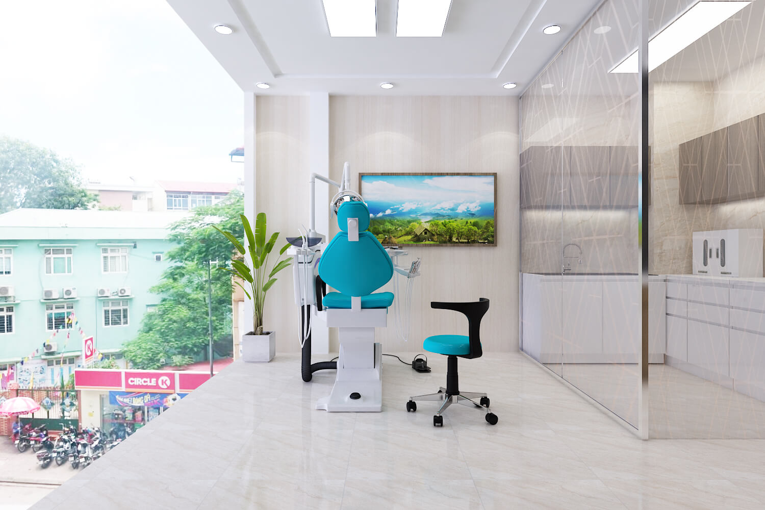 Không gian khu vực điều trị và phòng vô trùng