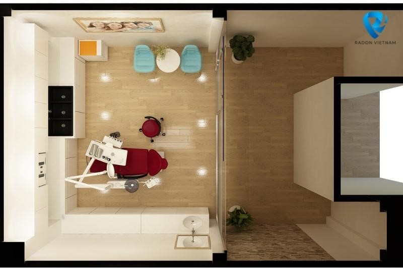Không gian bao quát nhìn từ trên xuống phòng khám