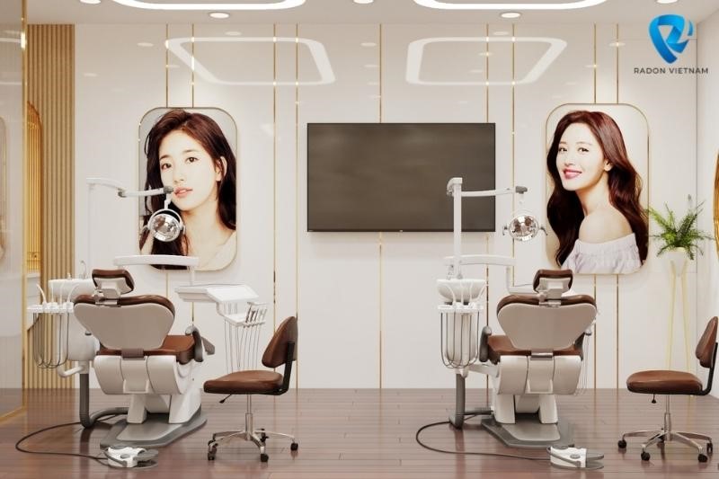 Không gian điều trị với màu nâu ấn tượng, ghi điểm trong mắt khách hàng của nha khoa Dr Phúc