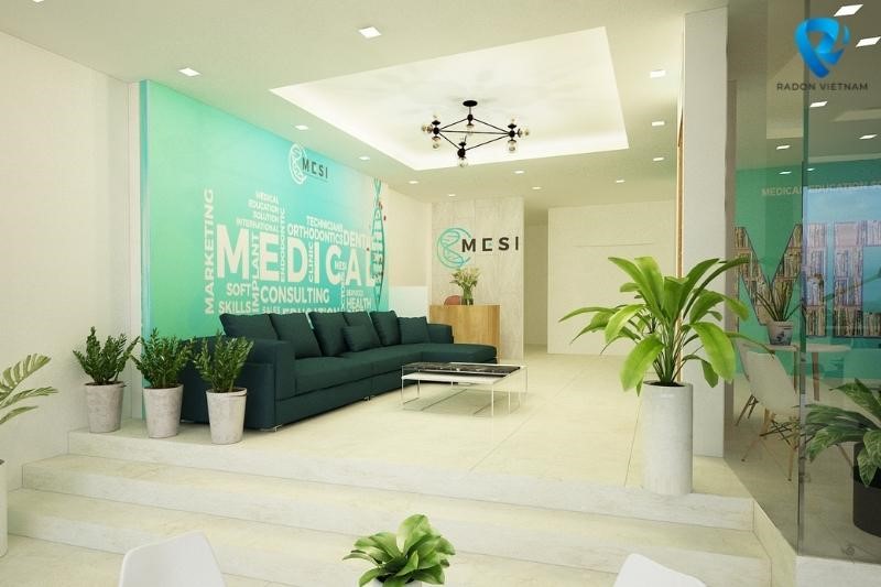 Không gian sảnh chờ và lễ tân của nha khoa Mesi