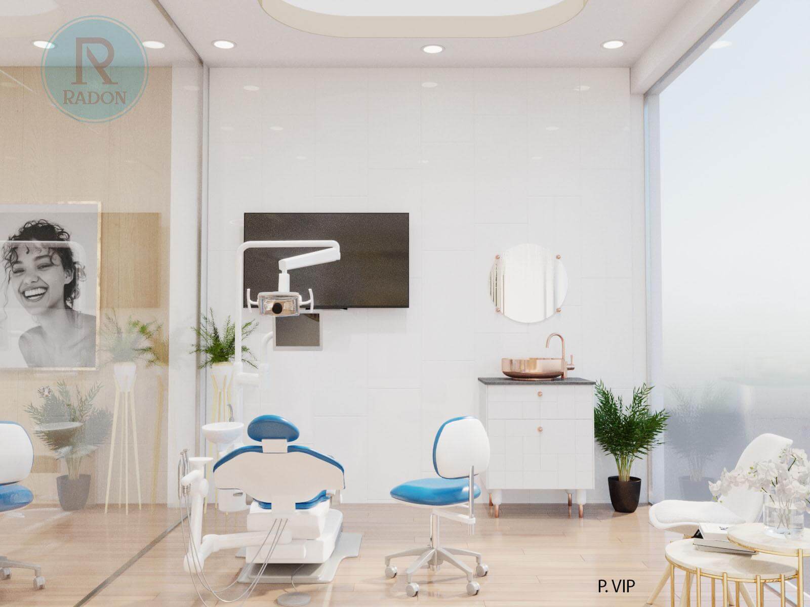 Chính diện không gian khu vực phòng điều trị VIP