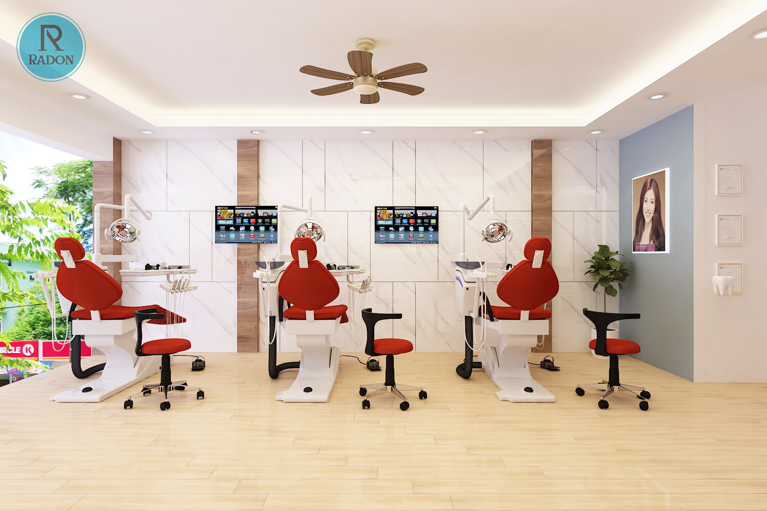 Không gian khu vực điều trị ba ghế