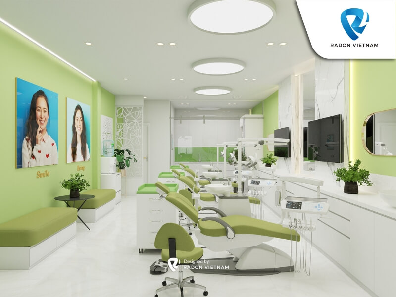 Không gian điều trị rộng rãi và vô cùng bắt mắt của nha khoa Nụ Cười Dental