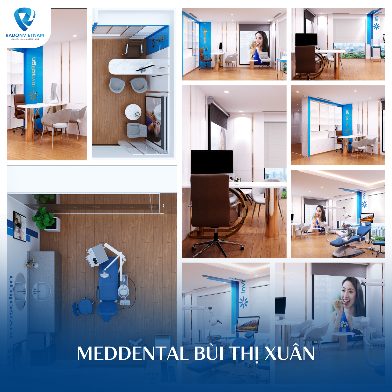 Thiết kế nội thất nha khoa chi nhánh MedDental Bùi Thị Xuân