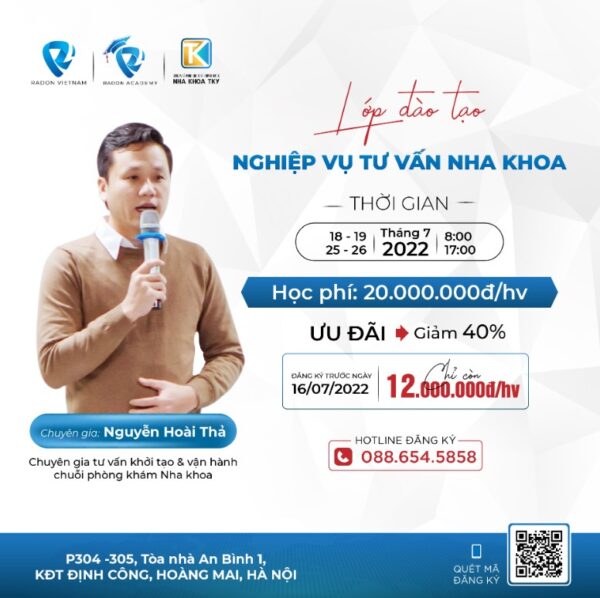 Thông tin lớp đào tạo “Nghiệp vụ tư vấn nha khoa” của chuyên gia Nguyễn Hoài Thả